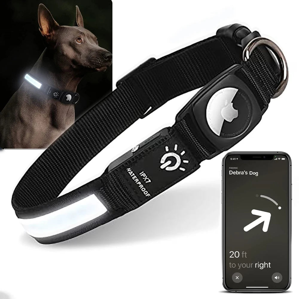 LED-Hundehalsband mit AirTag-Halter