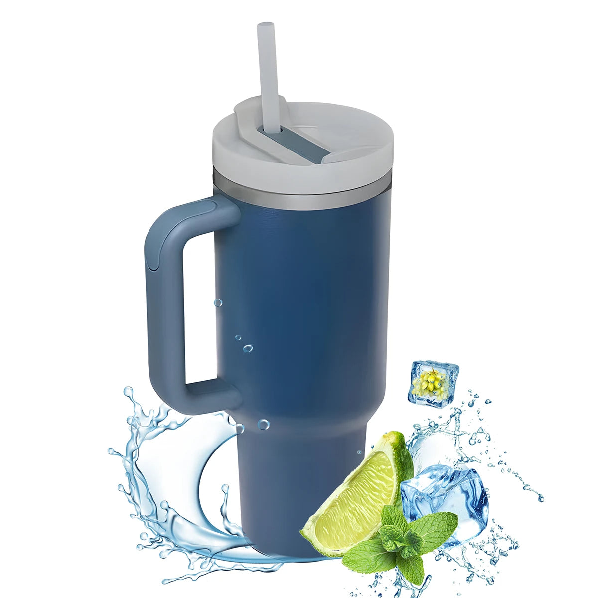 1,2 Liter (40oz) Isothermischer Becher mit Griff und Strohhalm