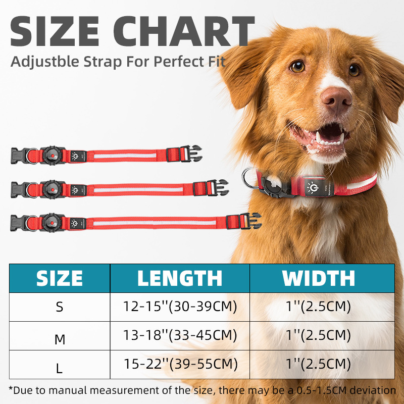 LED-Hundehalsband mit AirTag-Halter