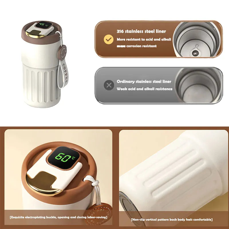 450ml-Kaffeebecher aus Edelstahl mit LED-Temperaturanzeige