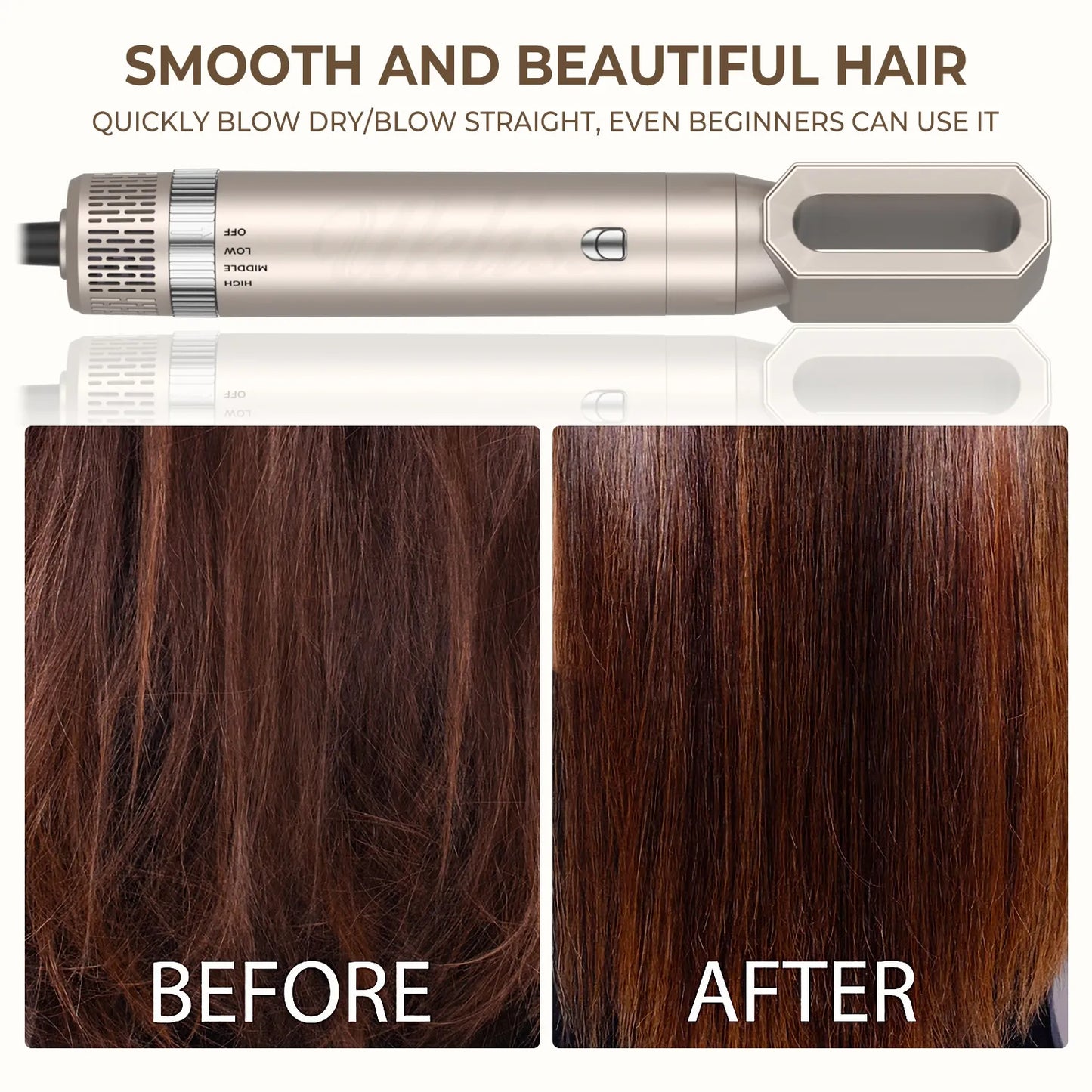 6 In 1 Haarfönbürste und Volumengeber mit abnehmbaren negativen Ionenaufsatz