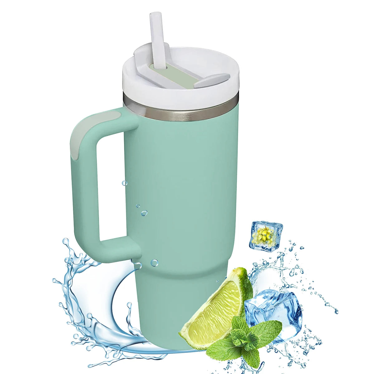 1,2 Liter (40oz) Isothermischer Becher mit Griff und Strohhalm