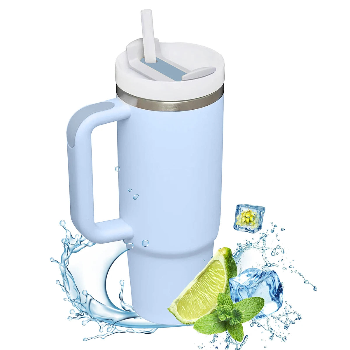 1,2 Liter (40oz) Isothermischer Becher mit Griff und Strohhalm